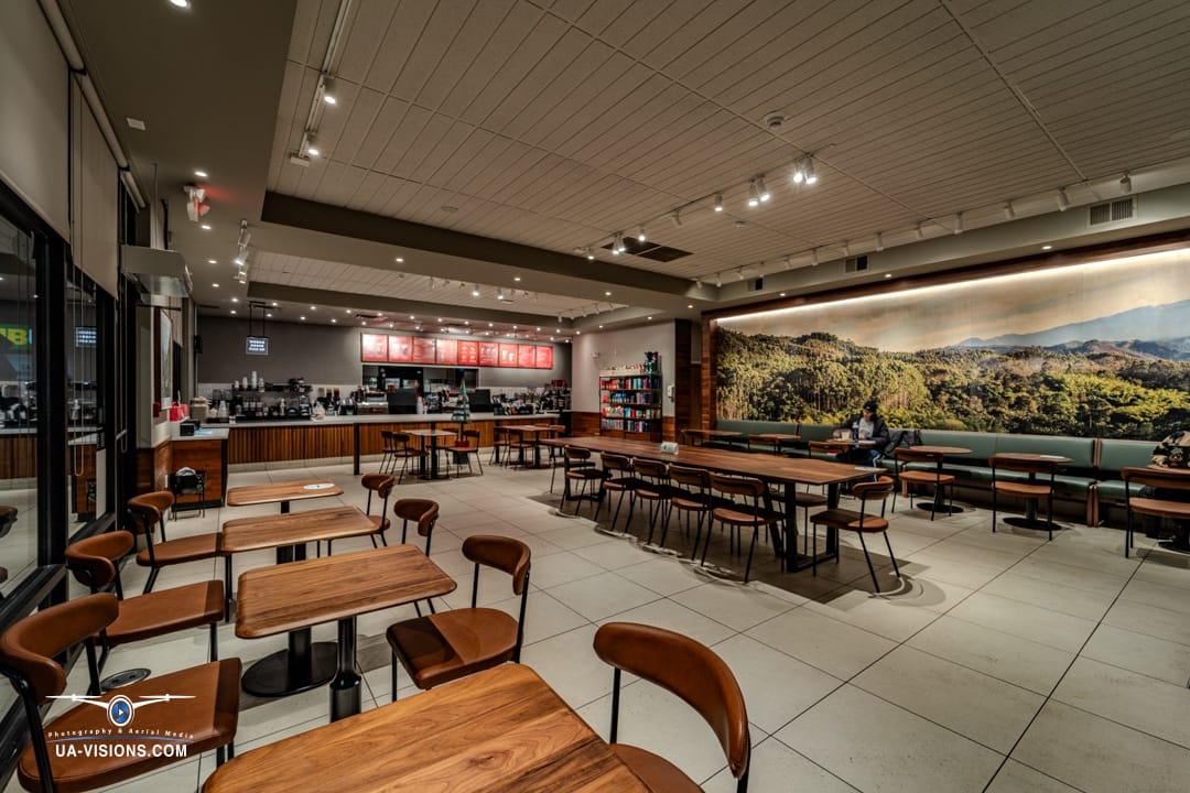 Interior and Exterior Commercial Real Estate Photography of Starbucks Coffee taken by UA-Visions