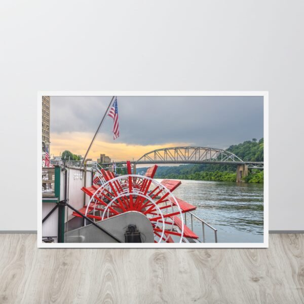 Framed | Paddlewheel Boat at Sunset