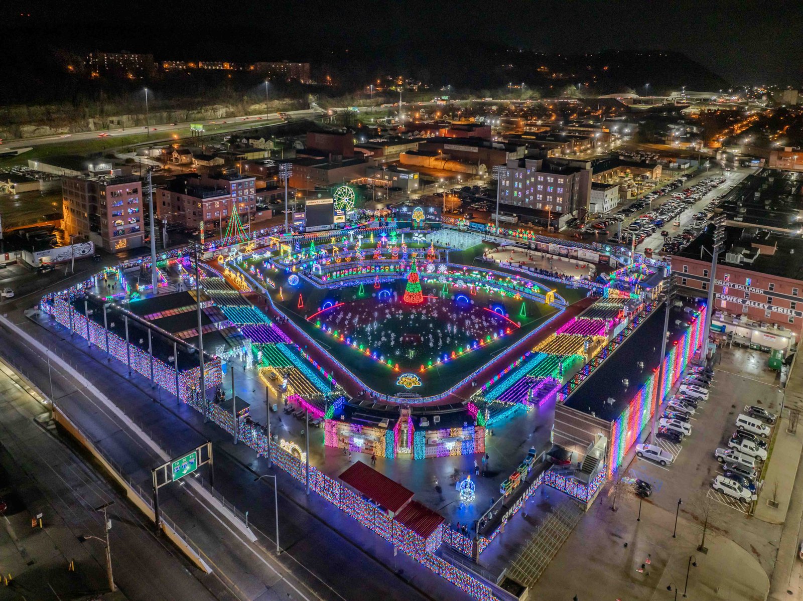 Charleston's Festive Nights Captured from the Sky A kaleidoscope of holiday lights at Charleston event, by UA-Visions.