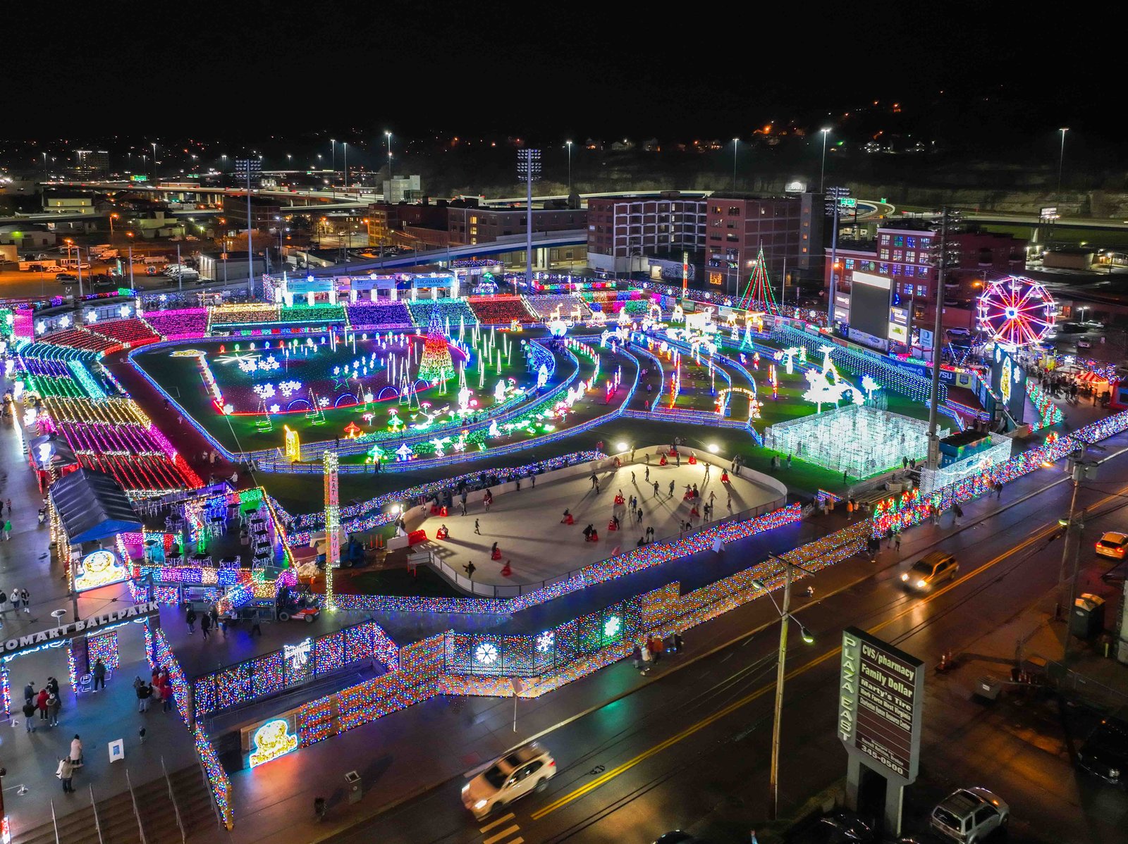 Charleston's Holiday Spectacle from Above Stunning aerial shot of Charleston's festive lights display by UA-Visions.